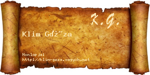 Klim Géza névjegykártya